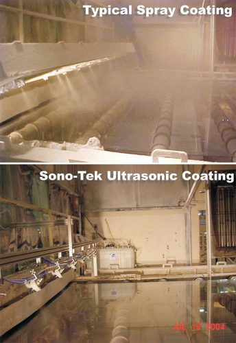 Sono-Tek ultrasonic spray vs. pressure spray for float glass